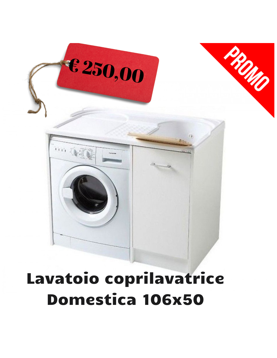 Colavene Domestica Mobile lavatoio con vasca a destra e alloggio lavatrice  106x50 cm bianco