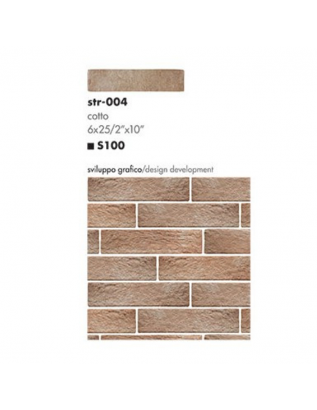 Listello in gres porcellanato Strett cm 6 x 25 cotto