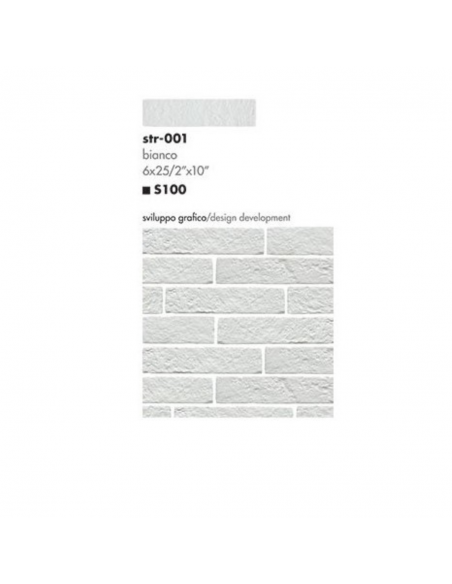 Listello in gres porcellanato Strett cm 6 x 25  bianco