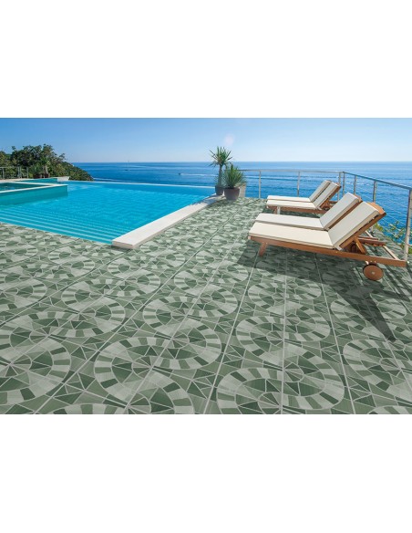 Gres porcellanato effetto pave' cm 34x34, ambiente