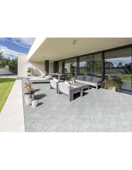 Gres porcellanato effetto pave' cm 34x34 grigio.