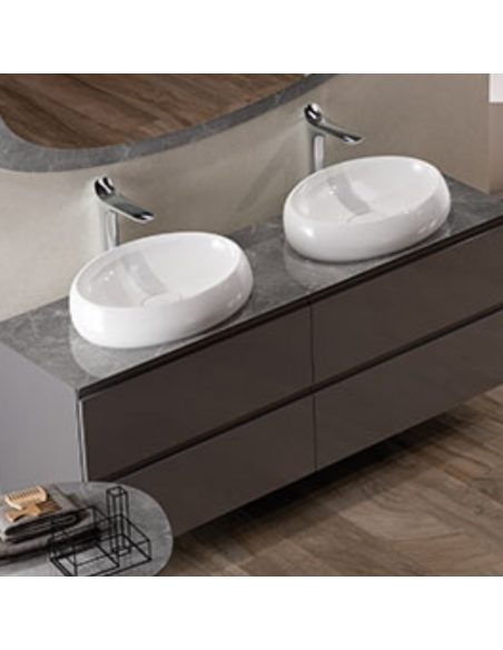 Rak Cloud lavabo da appoggio tipo ciotola cm 58x40 colore bianco alpino lucido