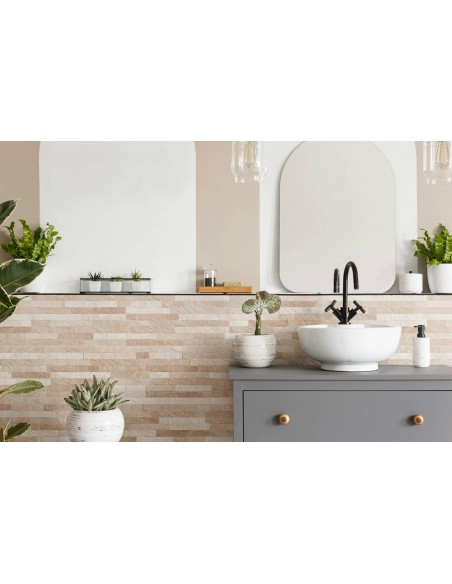 Rock beige gres porcellanato effetto muretto ad incastro 23X46 cm