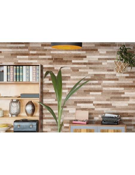 Rock beige gres porcellanato effetto muretto ad incastro 23X46 cm