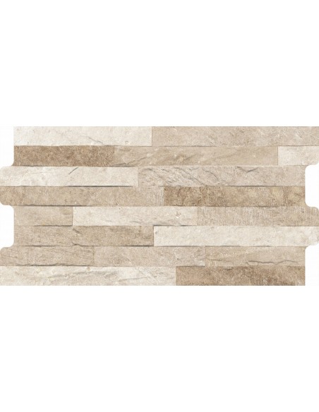 Rock beige gres porcellanato effetto muretto ad incastro 23X46 cm