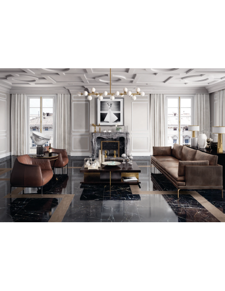 Gres porcellanato effetto marmo nero e oro Shine 60x120