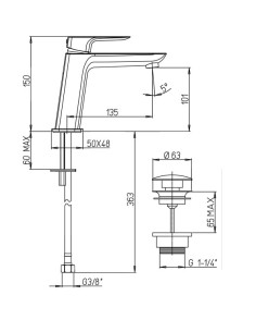 Miscelatore monocomando lavabo Nove medio Paini 2