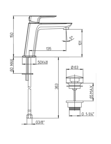 Miscelatore monocomando lavabo Nove...