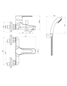 Miscelatore vasca a muro con doccetta P3 Paini 2