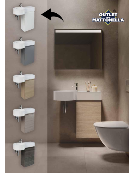Rak Petit mobile sospeso con lavabo tondo e ripiano d'appoggio