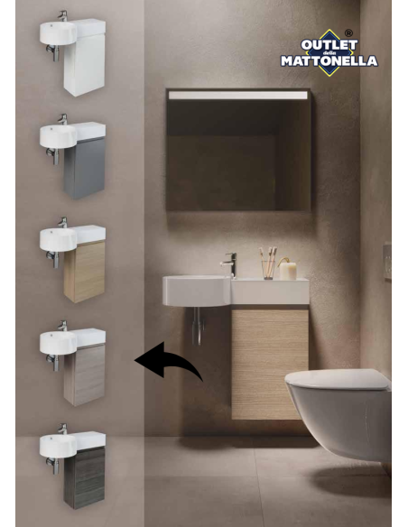 RAK-PETIT mobile sospeso con lavabo tondo e ripiano d'appoggio