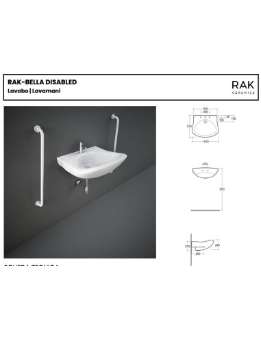 Rak Bella lavabo ergonomico disabili...