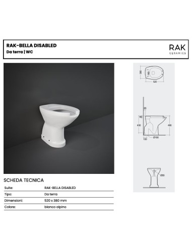 Rak Bella vaso per disabili comfort...