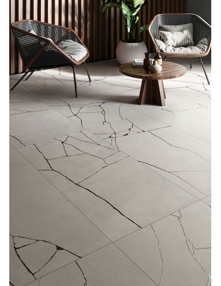 Kintsugi hibi gres porcellanato con venatura metallica