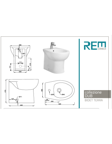 Set sanitari filomuro Dub con copriwc