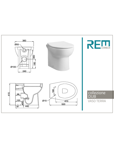 Set sanitari filomuro Dub con copriwc