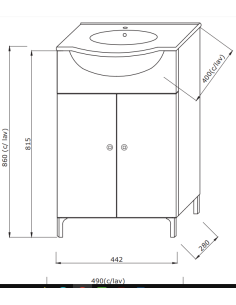 Mobiletto bagno con lavabo Jolly con piedini 2