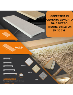 Coprimuro in cemento levigato con gocciolatoio da Metro 2