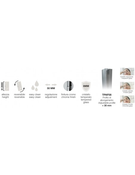 Porta doccia cristallo mm 6 apertura saloon