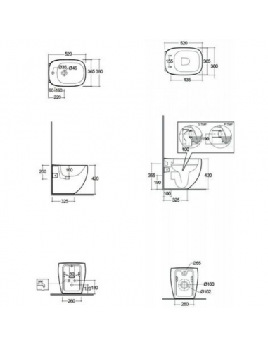 Coppia sanitari filo muro senza brida...
