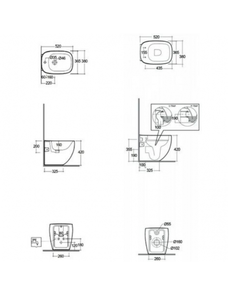 Coppia sanitari filo muro senza brida Illusion di Rak Ceramics